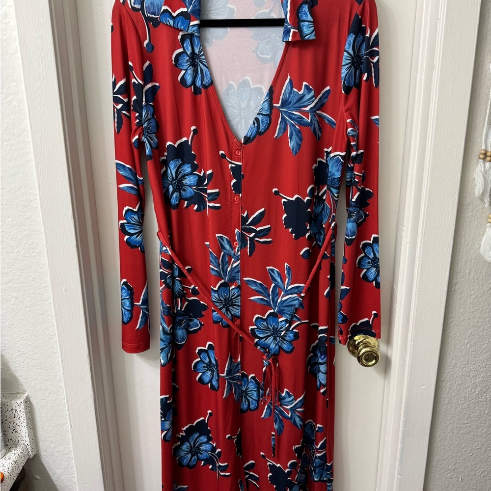 Zara Red and Blue Long Sleeve Wrap Sundress
NWOT